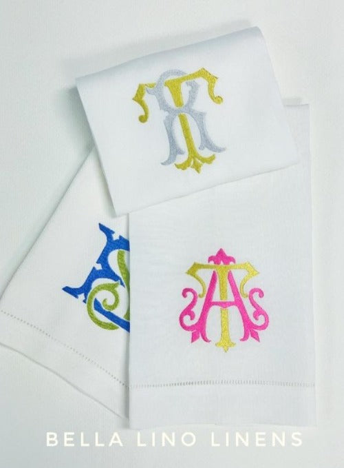 Typographer's Monogrammed Linen Dinner Napkins