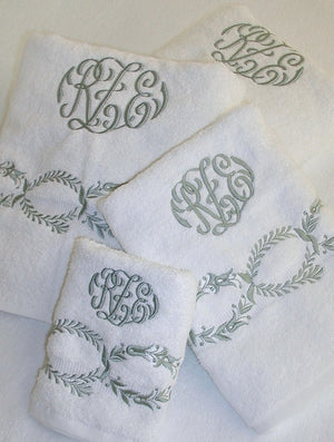 Luxury Embroidered Border Bath Towel Sets