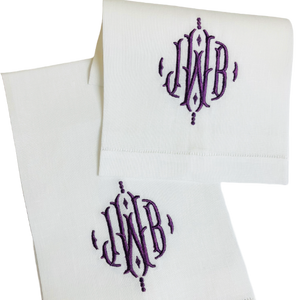 Sasha Monogrammed Linen Guest Towels
