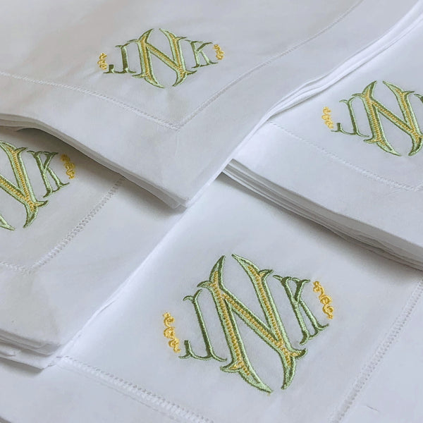 Dalton Signature Monogram Linen Napkins - Bella Lino Linens