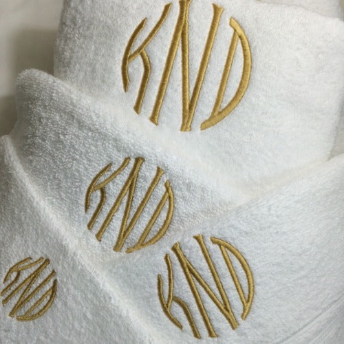 Monogram Applique Terry Cloth Hand Towel / Guest Towel 