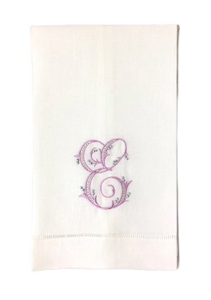 Gigi Monogrammed Linen Guest Towel