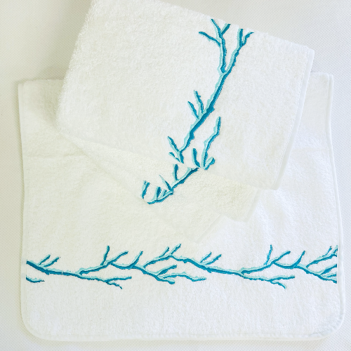 Large Greek Key Luxury Embroidered Bath Towel Sets - Bella Lino Linens