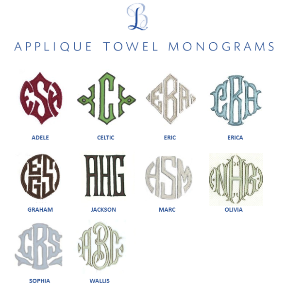 Monogram Applique Terry Cloth Hand Towel / Guest Towel 