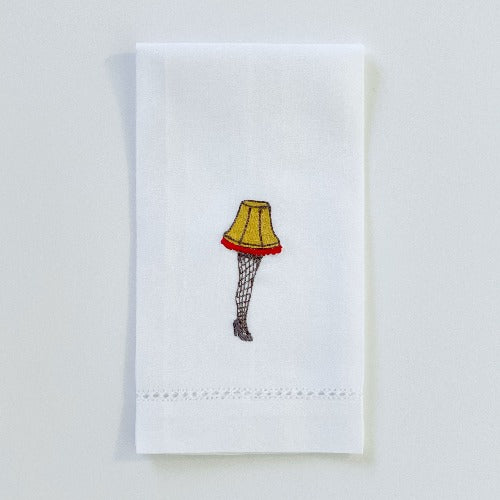 Fall Embroidered Linen Guest Towel